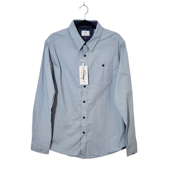 Level Ten Light Blue Print Long Sleeve Button Down Shirt NWT Size Large - Picture 1 of 8